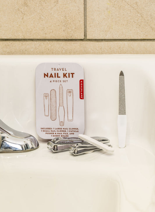 Small enough to travel with or keep in your bag or car, just in case! Includes: large and small nail clipper, emory board, file and cuticle pusher.