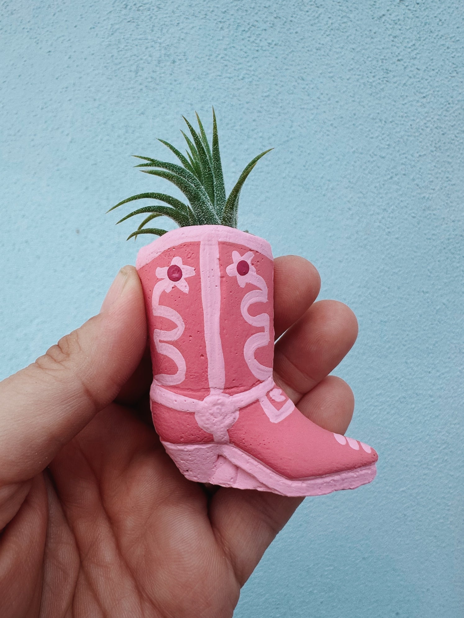 A cute, mini planter made for air plants - handmade with concrete & hand painted. Includes airplant. o'berrys succulents