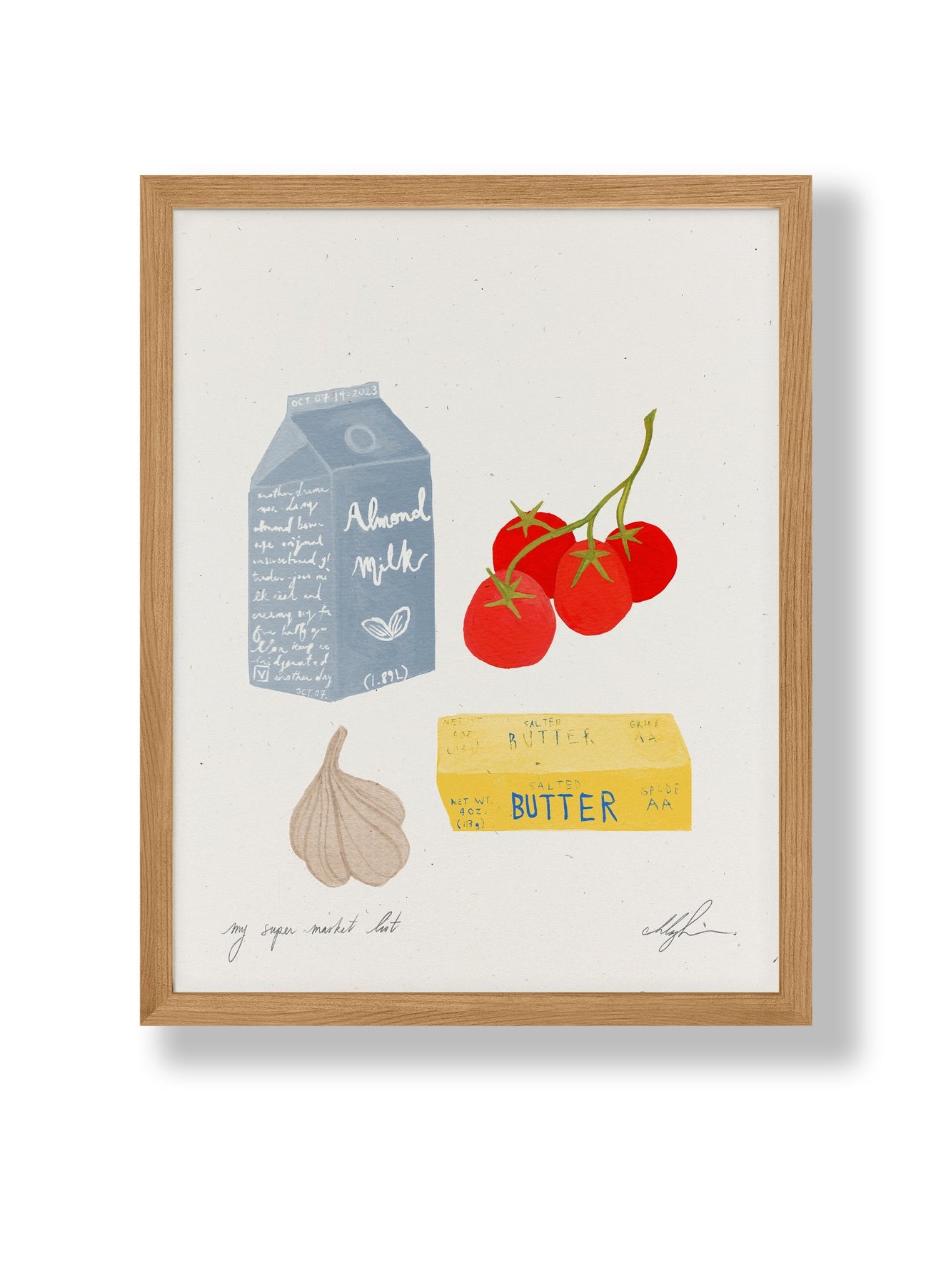 My Super Market List Print by Coco Shalom. Prints are made with 100% recycled paper, containing 30% post consumer waste, produced with 100% green power and 0% BS.