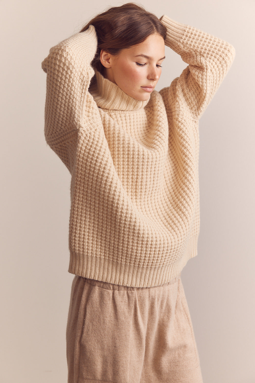 Waffle Knit Turtleneck