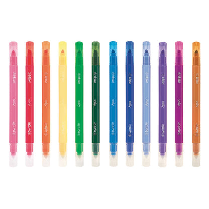 Switch-eroo Color Changing Markers are a set of 12 chiseled tip color markers. Add an extra artsy layer with these mystery color changing tools.