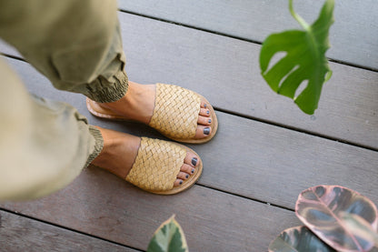 Mohinders Woven Leather Sandals in Honey 