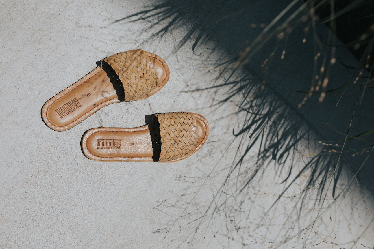 Mohinders Woven Leather Sandals in Honey 