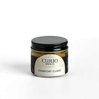 curio spice co / Inspired by South Indian style curries, this deeply aromatic yellow curry spice is blended from our gorgeous Sri Lankan turmeric along with mace, nigella and white pepper. A mild curry, you can easily add cayenne to ramp up the heat. Great for classic curried chickpeas, daal, potatoes, or try in egg salad.