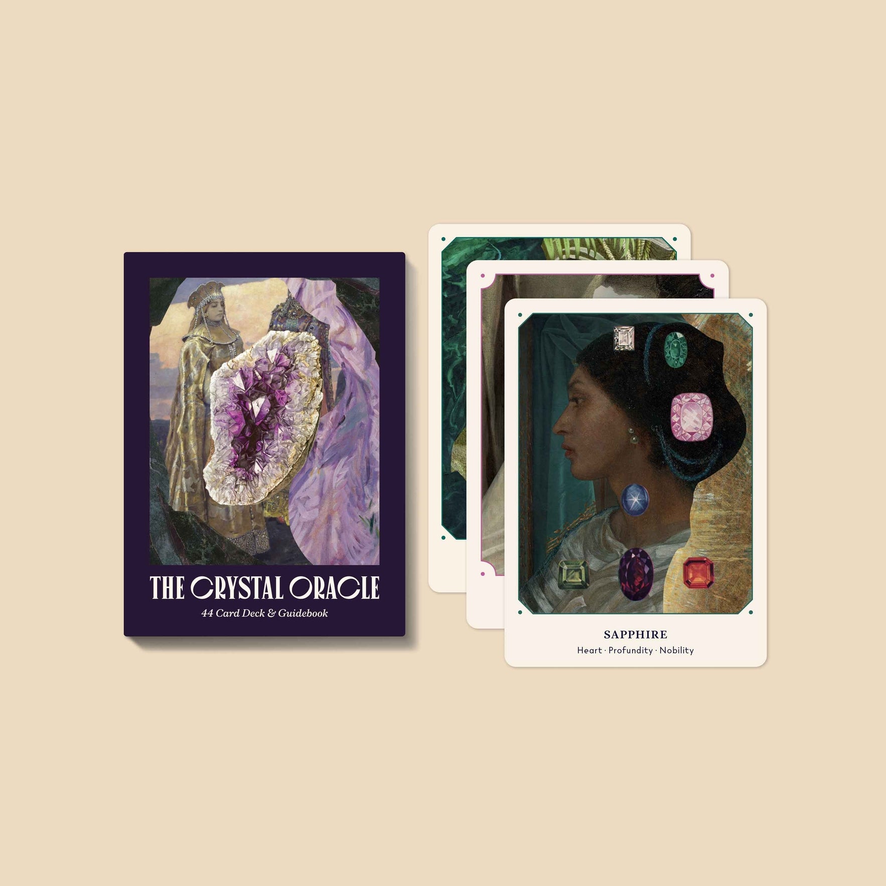  Every card in The Crystal Oracle represents a treasure, a tool, or a person who works with stone—and the multitudes, layers, and connections each contains.

Use these 44 cards and the accompanying guidebook as a tool to reflect on nature’s abundant treasures, the terrestrial, and celestial forces at work.