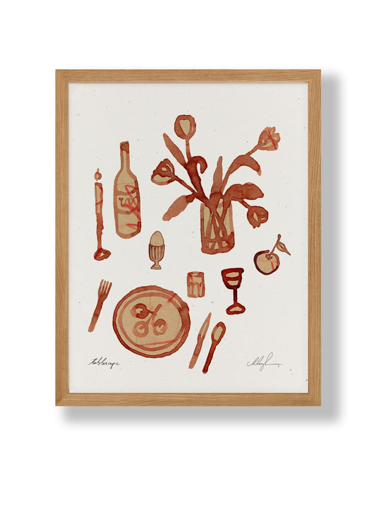 Tablescape Print by Coco Shalom. Prints are made with 100% recycled paper, containing 30% post consumer waste, produced with 100% green power and 0% BS.