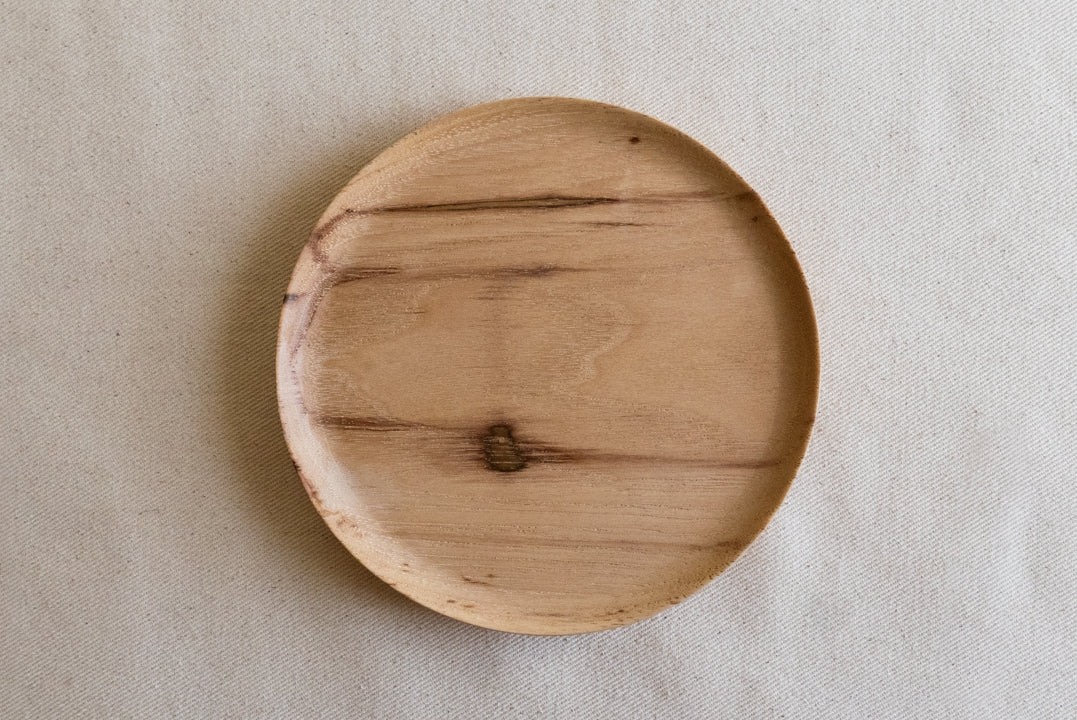 Handcrafted round light wood catchall dish a great spot to place your jewelry or keys. 6” solid rustic light hickory finished with food grade oil & wax. All timbermade items are handmade by jon & bre in their ND shop.