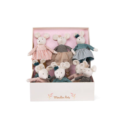 Ballerina Mouse is ready to dance!   Each mouse has delicately powdered cheeks, & colorful, patterned dance attire.   Ready, set, twirl! Moulin routy ballerina mouse\