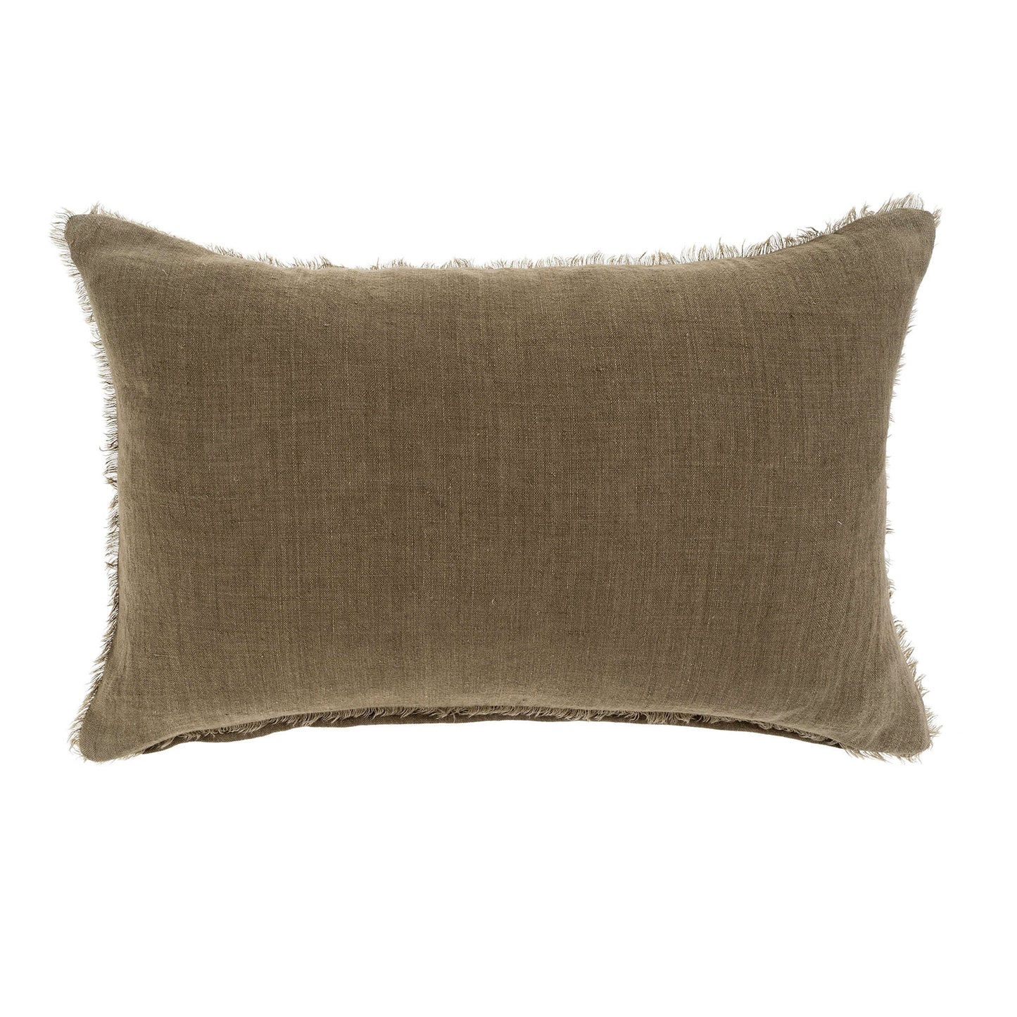 In an easy to style 16x24 size, this classic linen is updated with a frayed edge, making them beautiful standalone cushions or complements to layered textile arrangements.

Complete with a premium feather down filler.