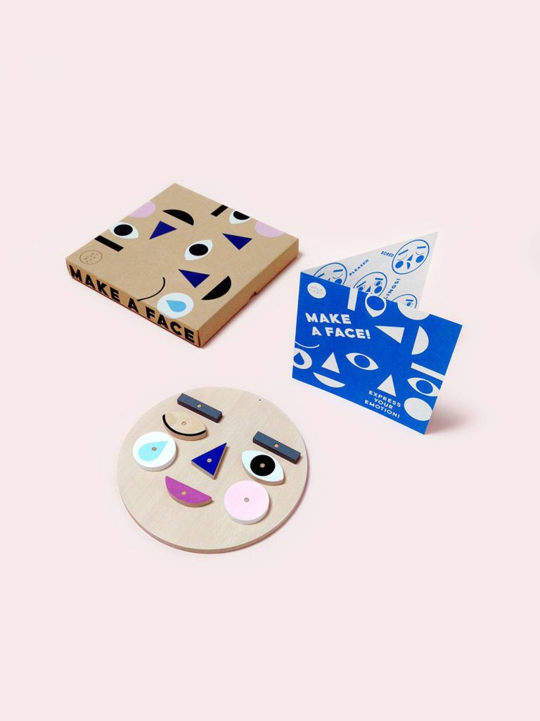 Make A Face is a wooden toy with hundreds of expressions! A wonderful way to learn about and discuss emotions together. Turn and flip the wooden face pieces to express your emotion!