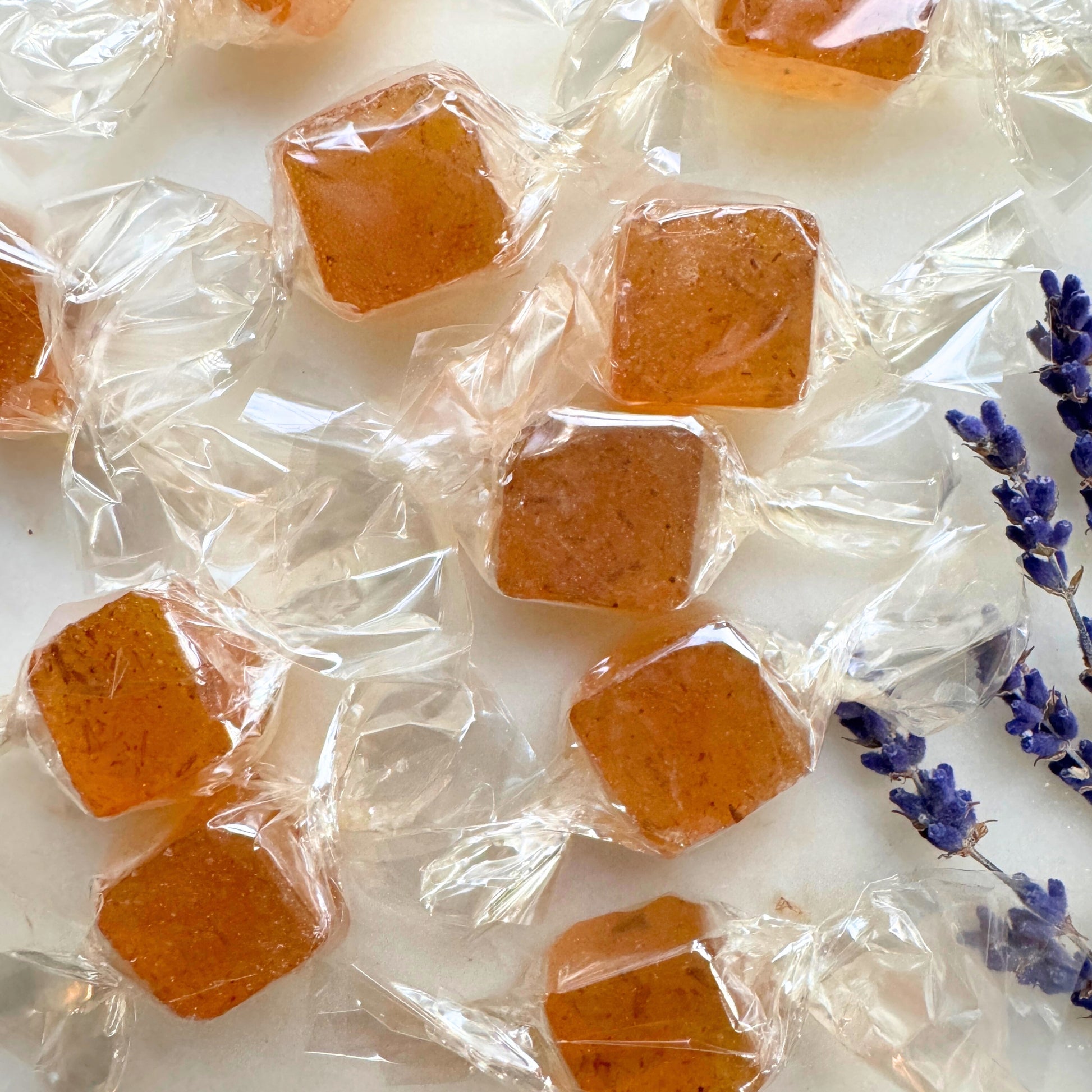 Lavender Honey Lozenges are formulated with lavender herbal extract and dried Maine grown lavender flowers! Made with local Maine honey.