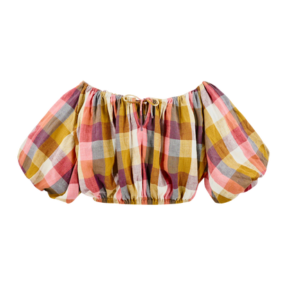 MIRTH Capri Top in Sunset Plaid