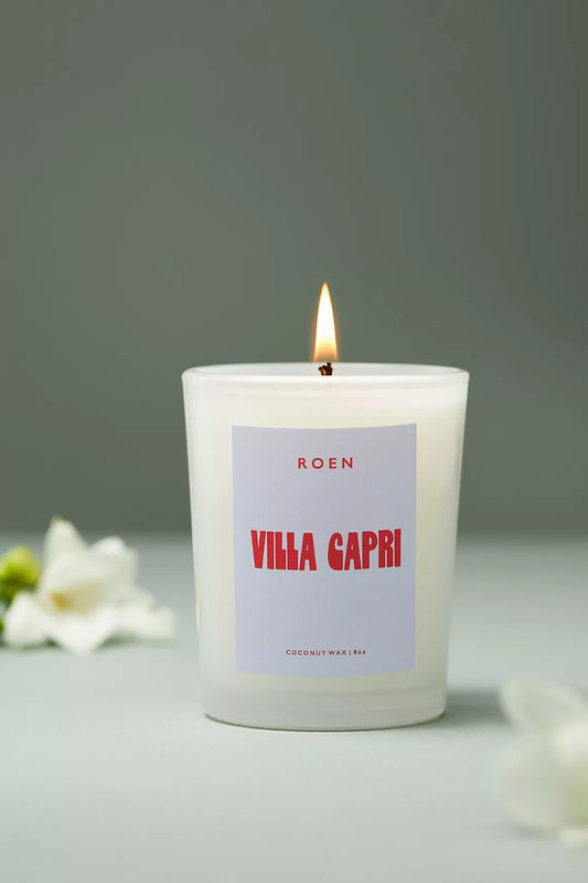 Scent notes of sun ripened fig, apricot, sliced pomelo, blackcurrant, pimento berry. Roen candles are hand poured in their Southern California studio using a coconut + soy wax blend for a natural, clean burn.