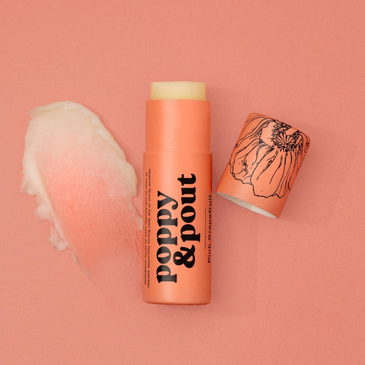 Poppy and pout plastic free lip balms made with 100% natural ingredients