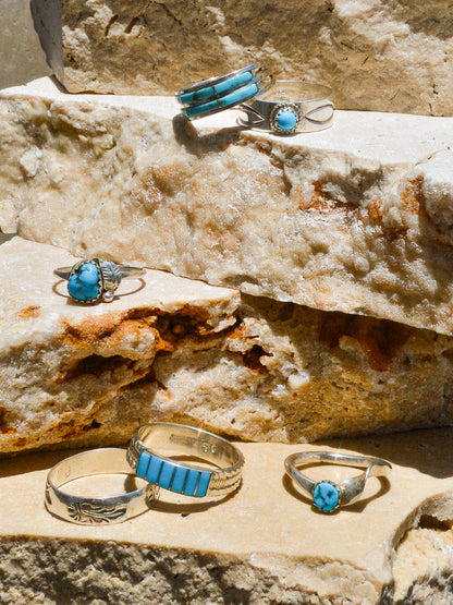 Navajo silver and turquoise rings fairly traded
