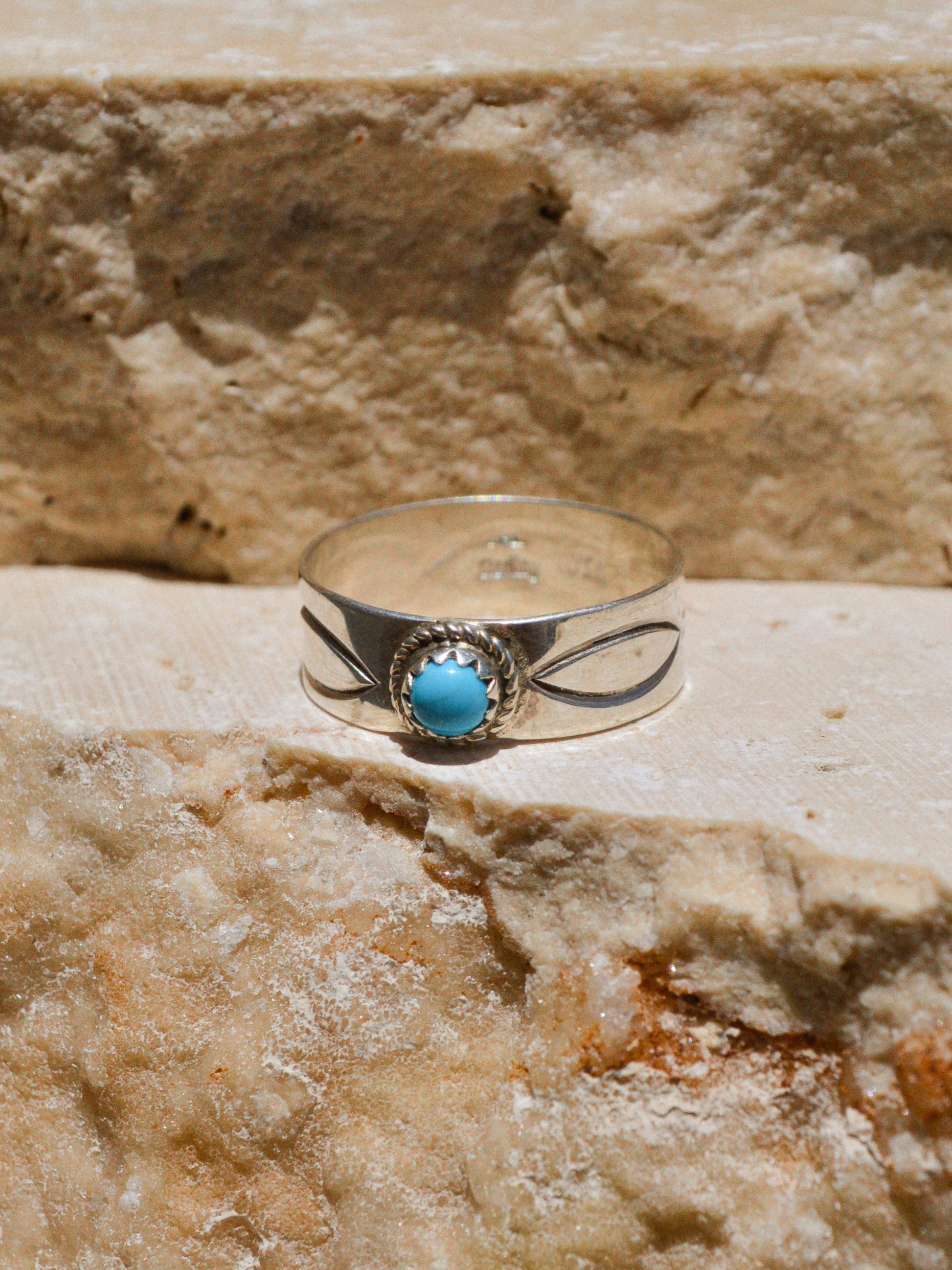 Fair trade silver and turquoise Navajo ring