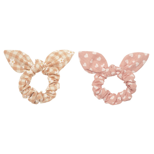 daisy gingham bunny ears scrunchie set