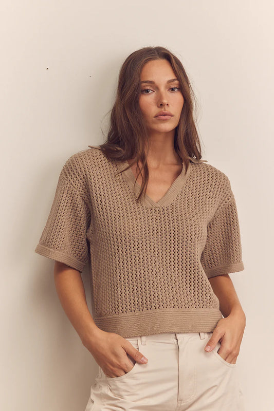 amente collar texture sweater top 