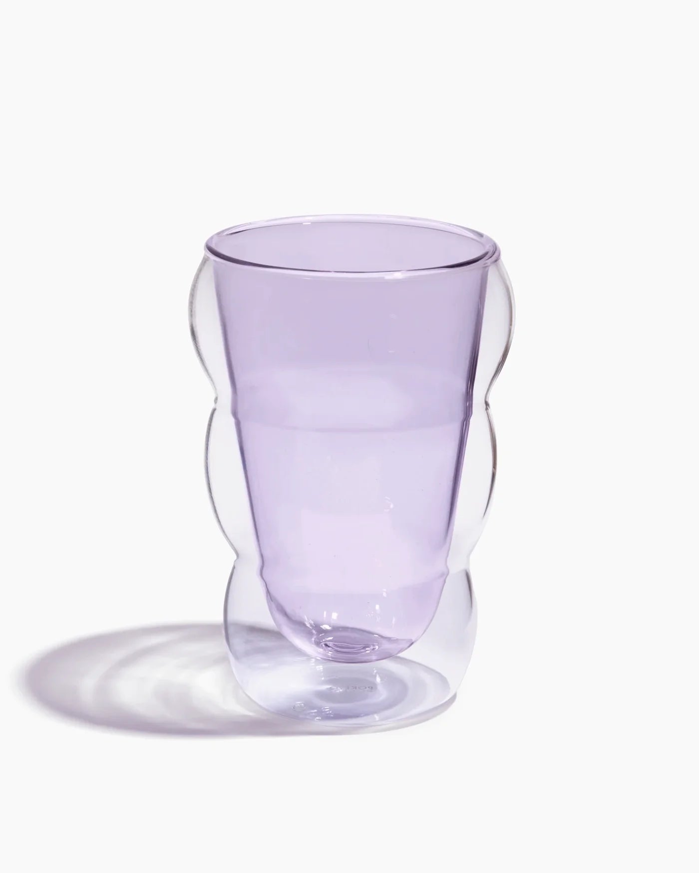 poketo double wall wavy cup borosilicate glass cup in lilac