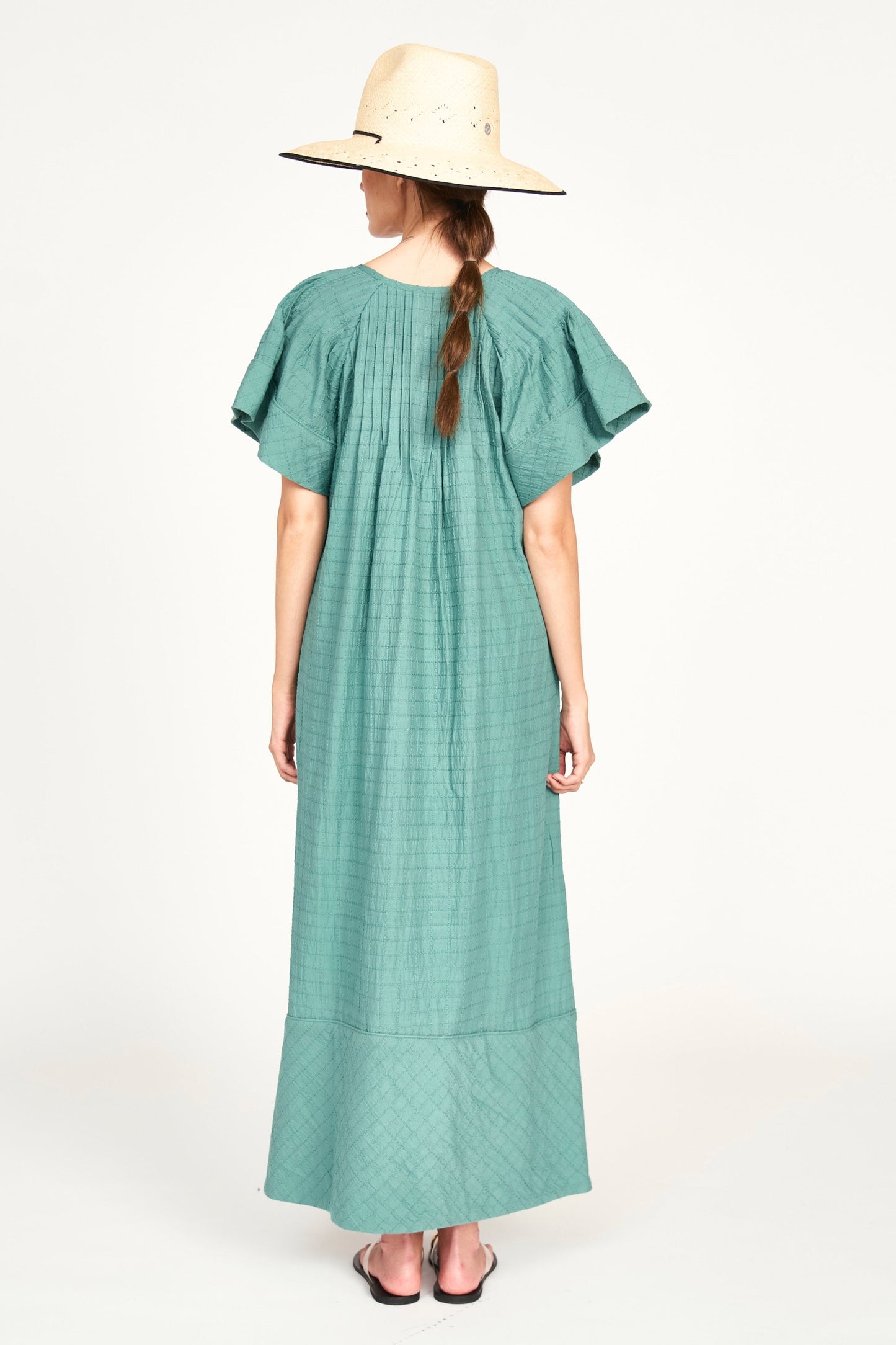 Vienna Pintuck Dress in Teal