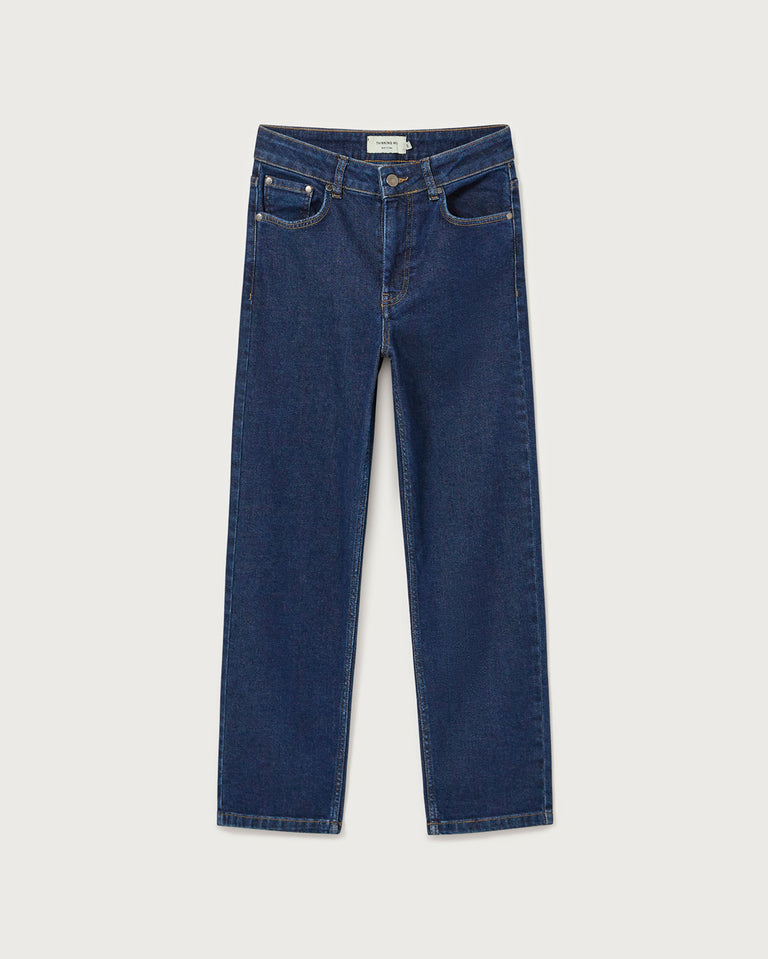 Thinking Mu Nele Clean Denim Jeans / A classic, high waisted pant with straight cut cropped leg. Made with 99% organic cotton 1% elastane. Sustainably made in China.