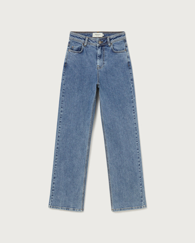 Thinking Mu Light Clean Denim Theresa Pants / A classic, high waisted pant with straight cut leg.  99% organic cotton 1% elastane - Sustainably made in China.