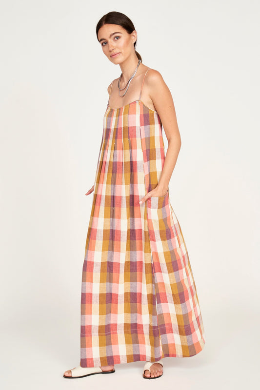 Zuma Dress in Sunset Plaid