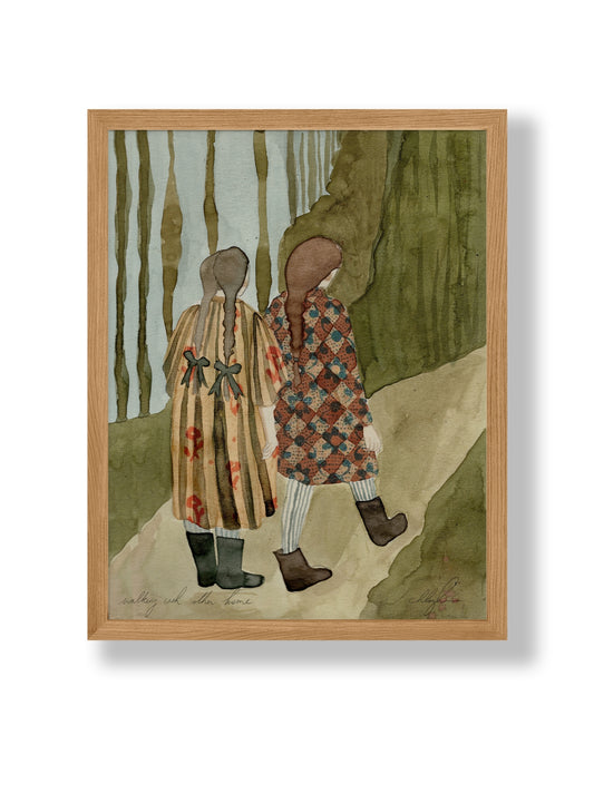 Walking Each Other Home by Coco Shalom. Prints are made with 100% recycled paper, containing 30% post consumer waste, produced with 100% green power and 0% BS.