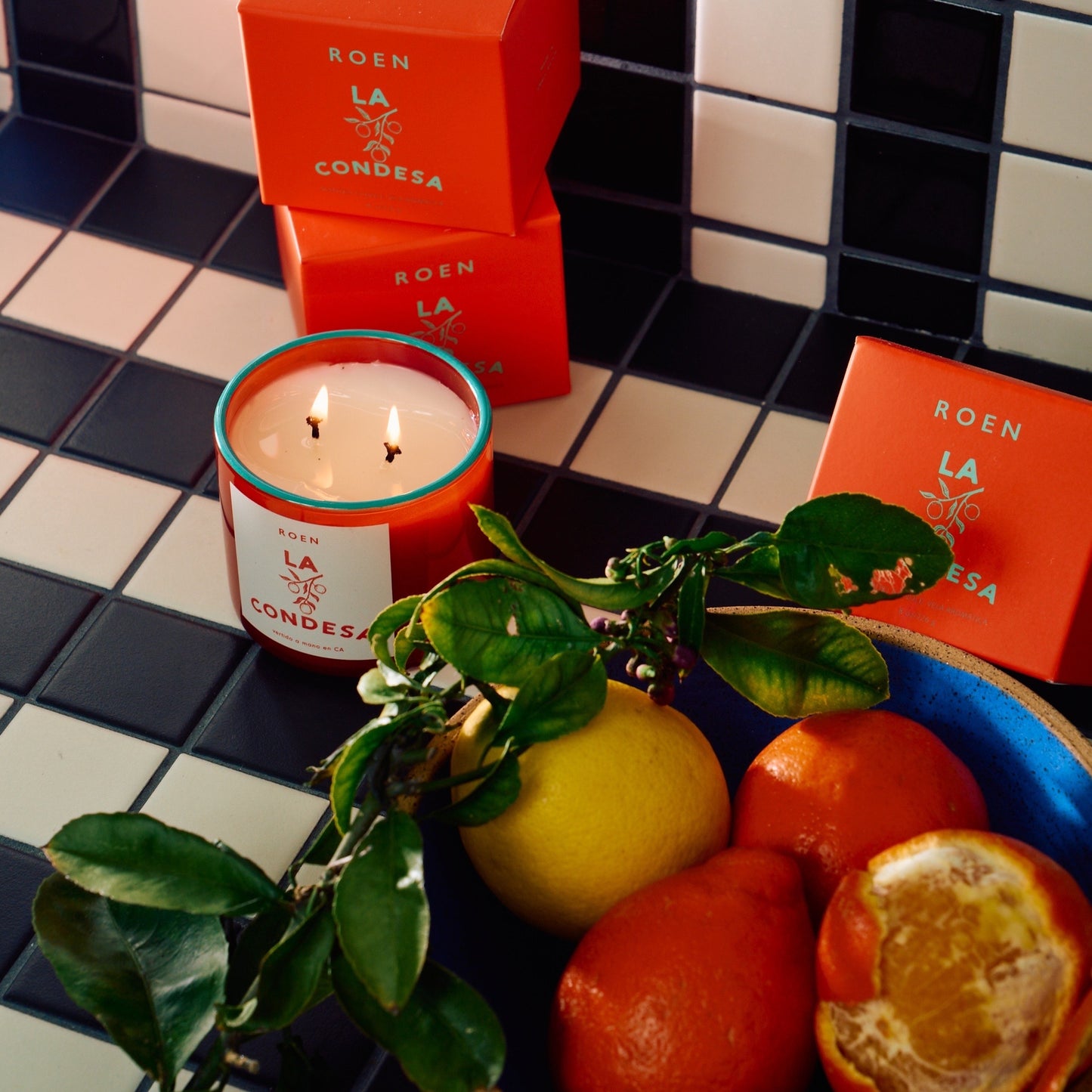 Scent notes of narcissus, navelina orange blossom, kumquat, cassis, neroli. Roen candles are hand poured in their Southern California studio using a coconut + soy wax blend for a natural, clean burn.