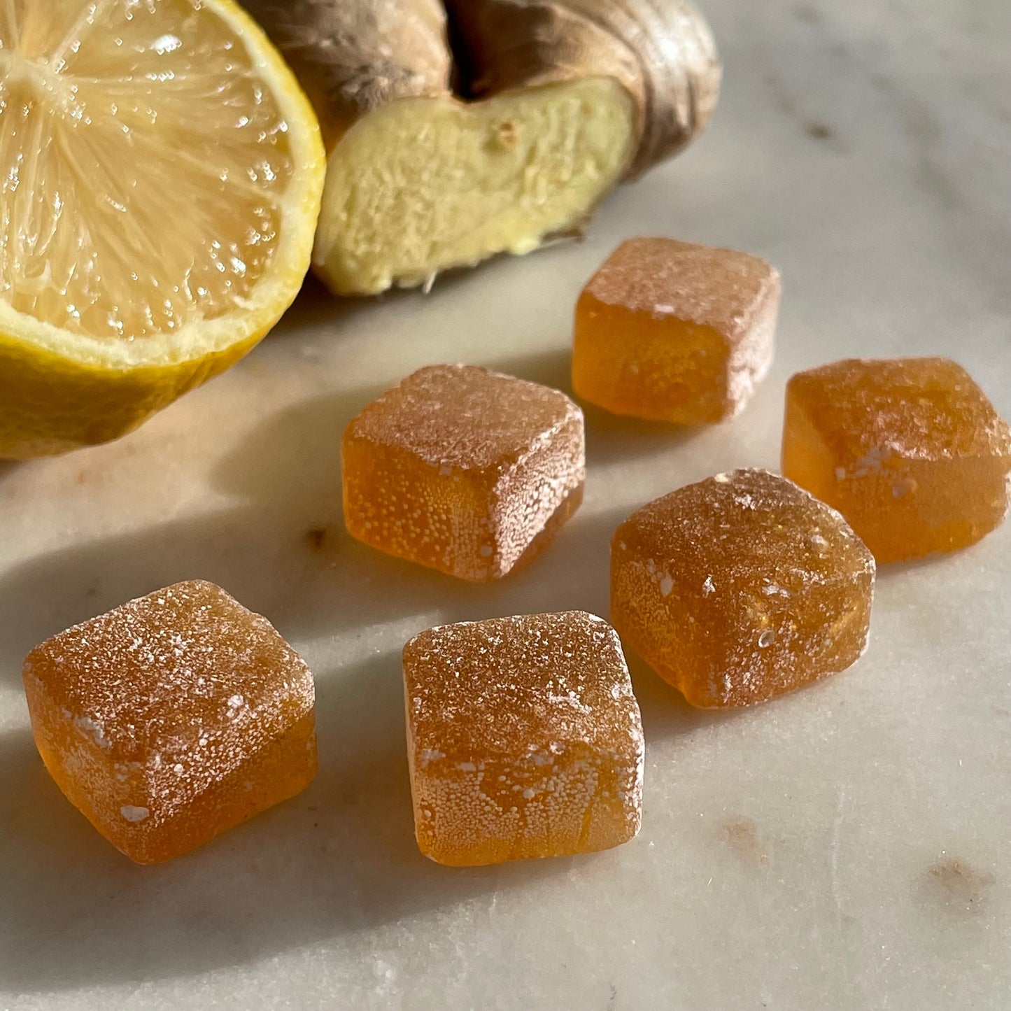 Honey, Ginger &  Lemon Lozenges are formulated with freshly grated organic lemon zest &  ginger! Made with local Maine honey & apple cider vinegar. 

This powerful spicy root has a long list of health benefits - it is a sought-after fighter of infections, inflammation, indigestion and nausea.