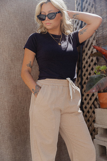 Jugmaven hemp and cotton blend tiny tee crop top. Sustainably made.