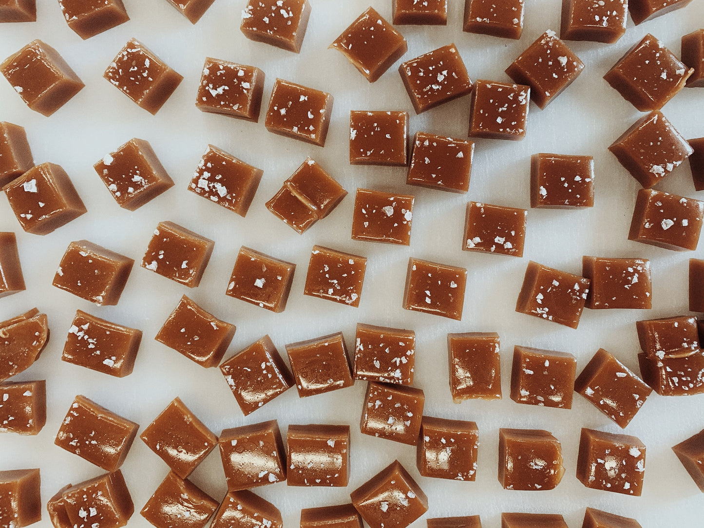 Each bag contains 12 pieces of handmade Salted Caramels. Gluten Free. Sustainably sourced.