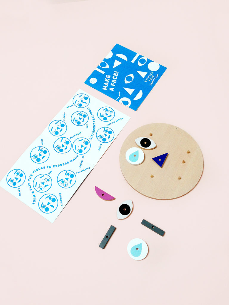 Make A Face is a wooden toy with hundreds of expressions! A wonderful way to learn about and discuss emotions together. Turn and flip the wooden face pieces to express your emotion!