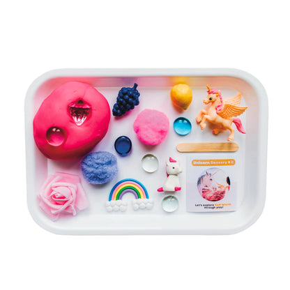 If rainbows and unicorns and bright tie-dye are your child's thing, then you'll love this Unicorn themed Kit that explores Self-Worth and embracing what makes us as unique as unicorns through hands-on play! Includes 6 oz of handmade non-toxic play dough with all natural ingredients, mini wooden stick for scooping, and small parts for play.