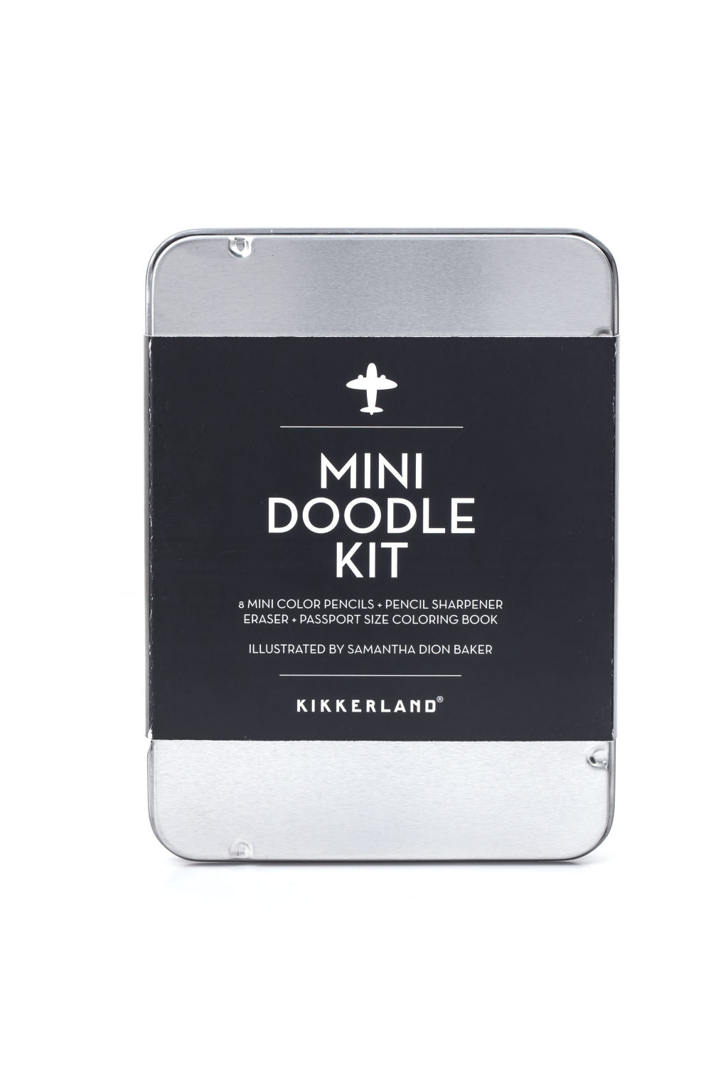 De-stress and stimulate your creativity just about anywhere with this amazing Mini Doodle Kit. The passport sized collectors storage tin is perfect for travel, so you can regain your center on an airplane, train, car or bus.

Doodle book comes with 18 illustrations on acid free paper, and 8 color pencils.