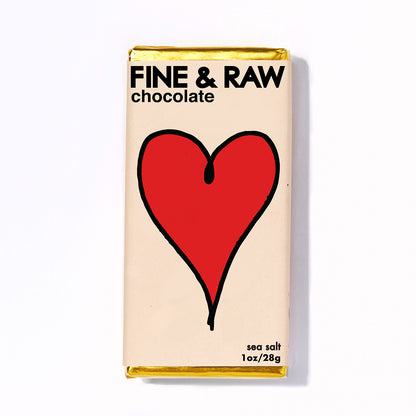 fine and raw valentines sea salt chocolate bar / This 70% dark chocolate bar is topped with just enough sea salt to make the palate pop open and let all the incredible cacao flavor delight every sense in your being.