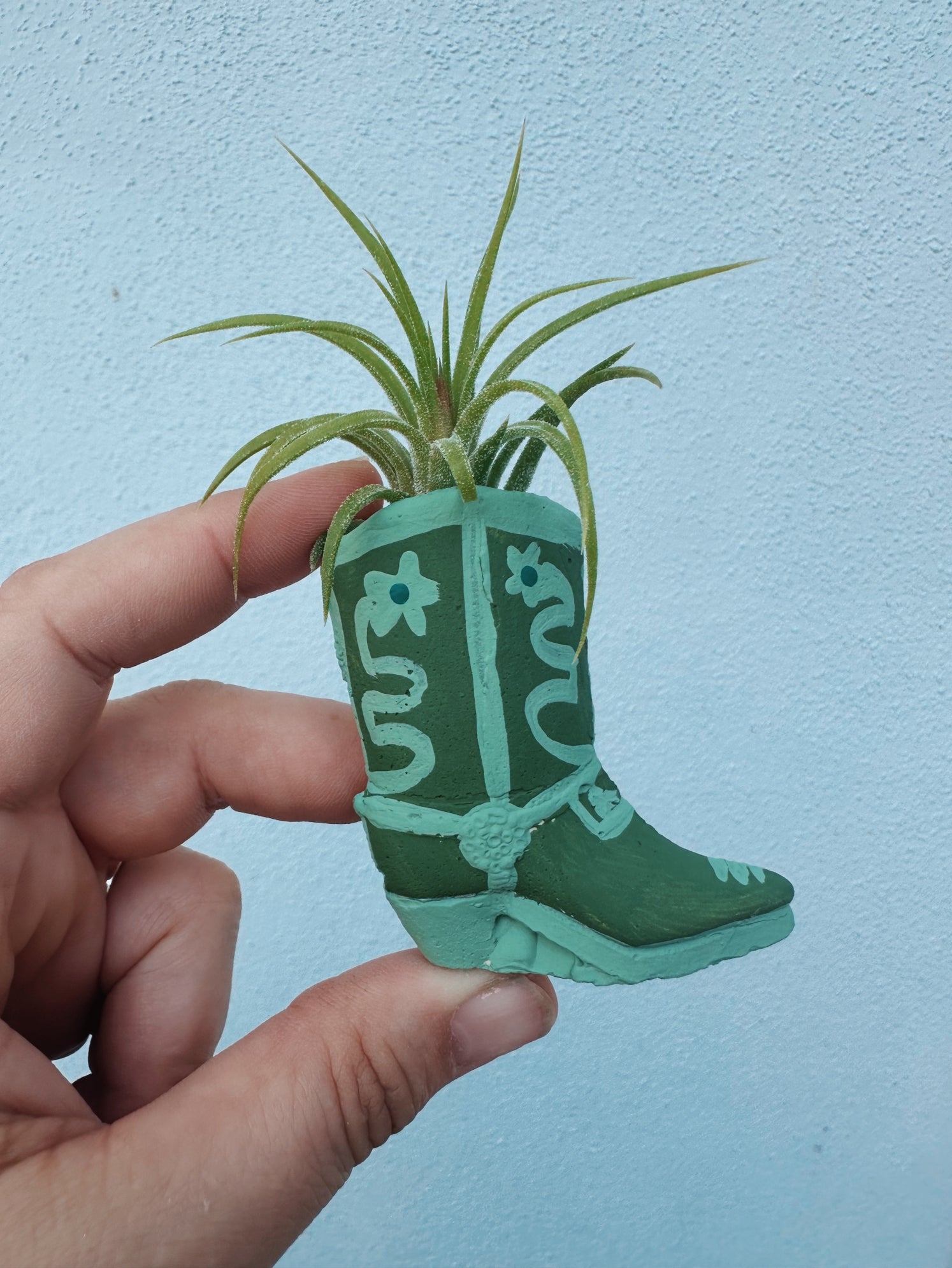 A cute, mini planter made for air plants - handmade with concrete & hand painted. Includes airplant. o'berrys succulents