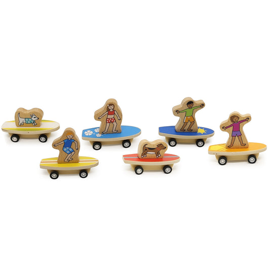 Hang ten with these pull back surfer racers. Pull back and let go for a burst of speed!&nbsp;