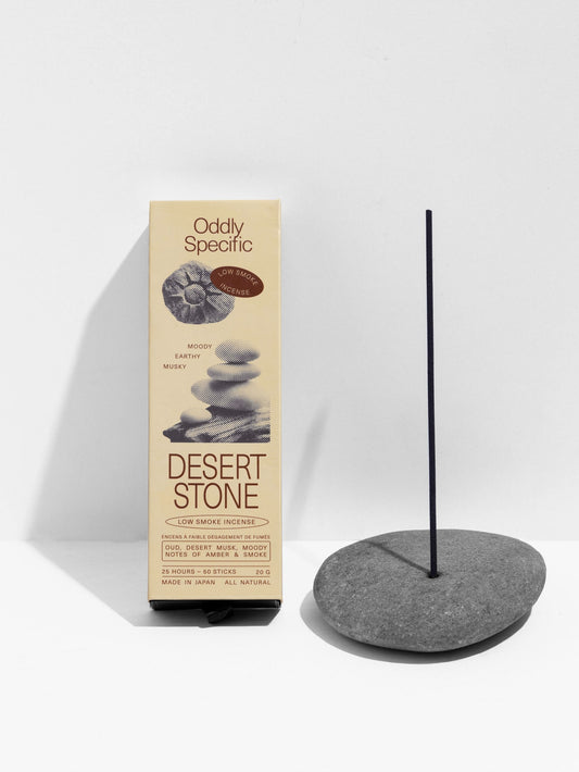 A moment for mystery. Awaken your senses with the captivating essence of oud, resinous wood, warm desert musk, and amber smoke. The oasis is within.  Made in Japan using natural ingredients, low smoke incense creates a unique and comforting experience. Contains 50 sticks.