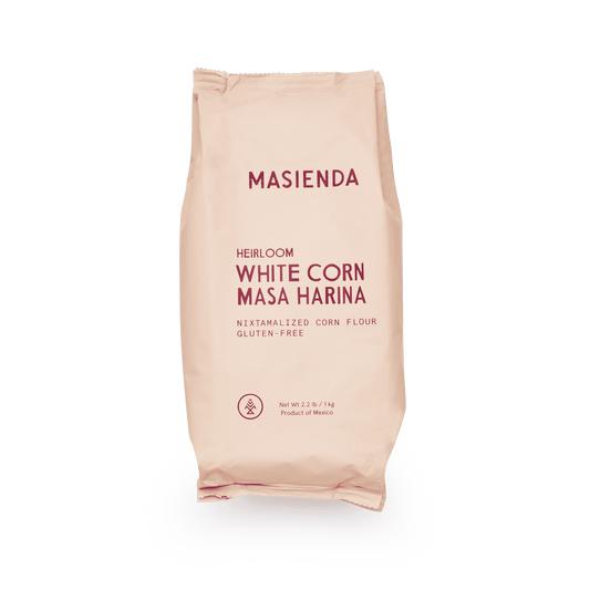 Masienda's best-selling Heirloom White Corn Masa Harina is a fine-ground nixtamalized corn flour. Its deep flavor comes from high quality heirloom corn, which is cooked, slow dried and milled to perfection in small batches. Never genetically modified. Always gluten-free.