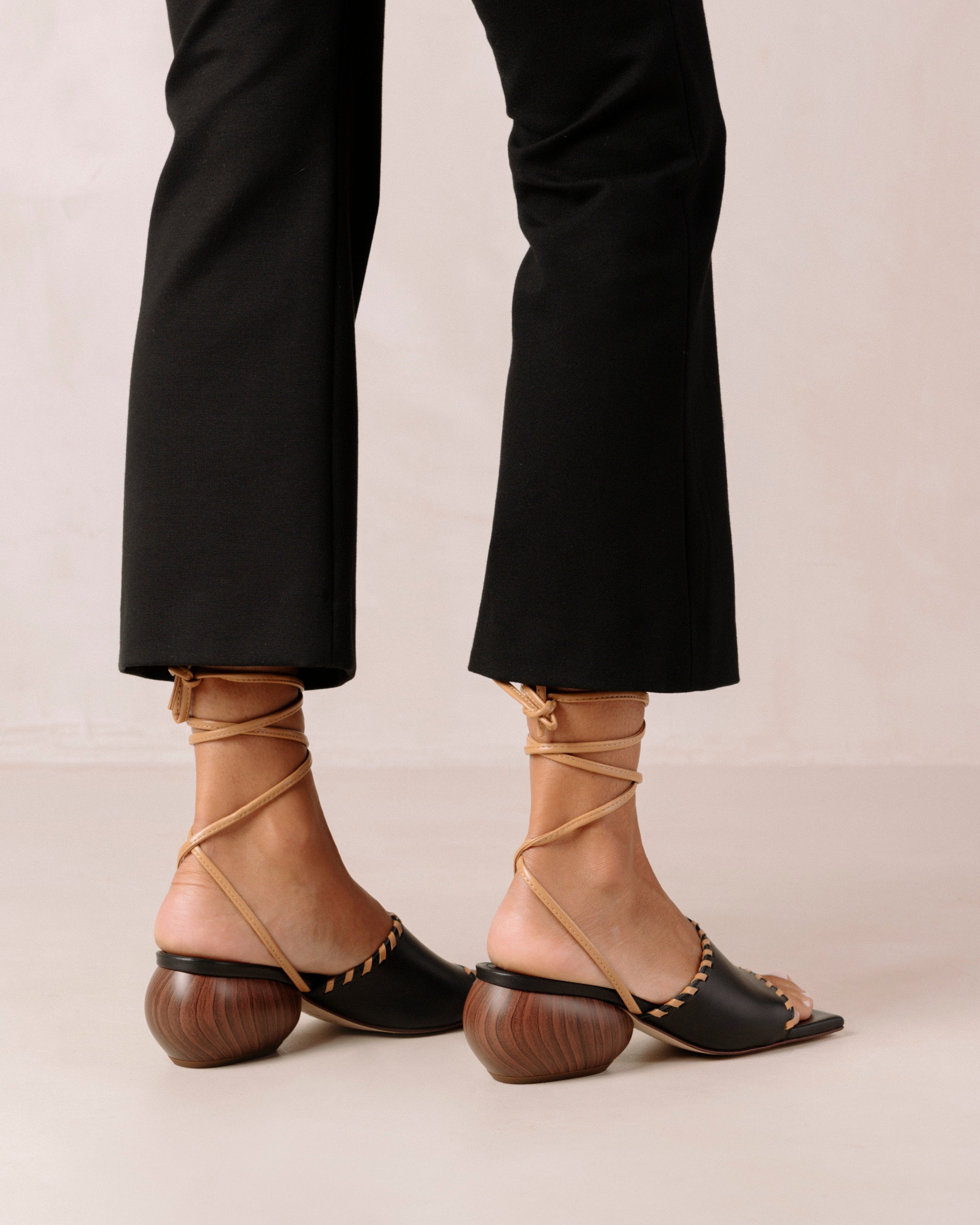 Foundation Black Leather Sandals by Supersoft | Shop Online at Diana Ferrari