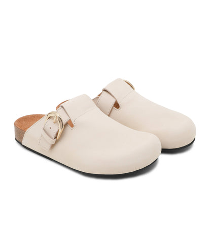 ALOHAS Travis Cream Leather Mules