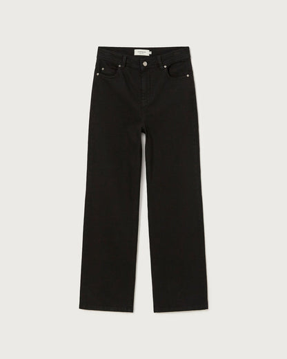 A classic, high waisted pant with straight cut leg.  99% organic cotton 1% elastane - Sustainably made in Turkey. theresa black pants by thinking mu