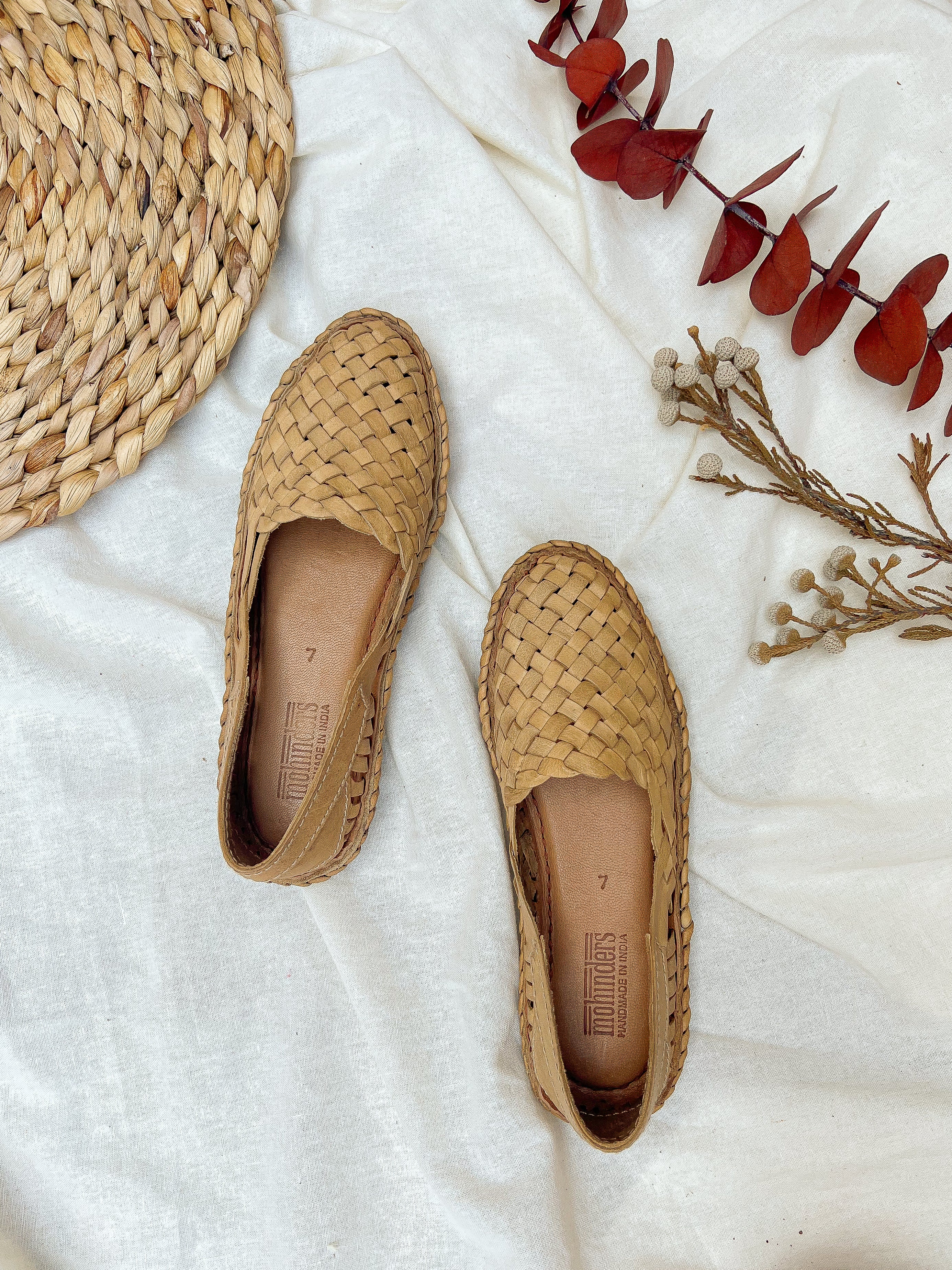 Woven sales leather flats